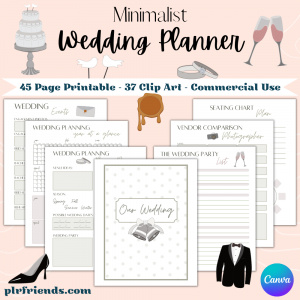 Minimalist Wedding Planner PLR Canva Template